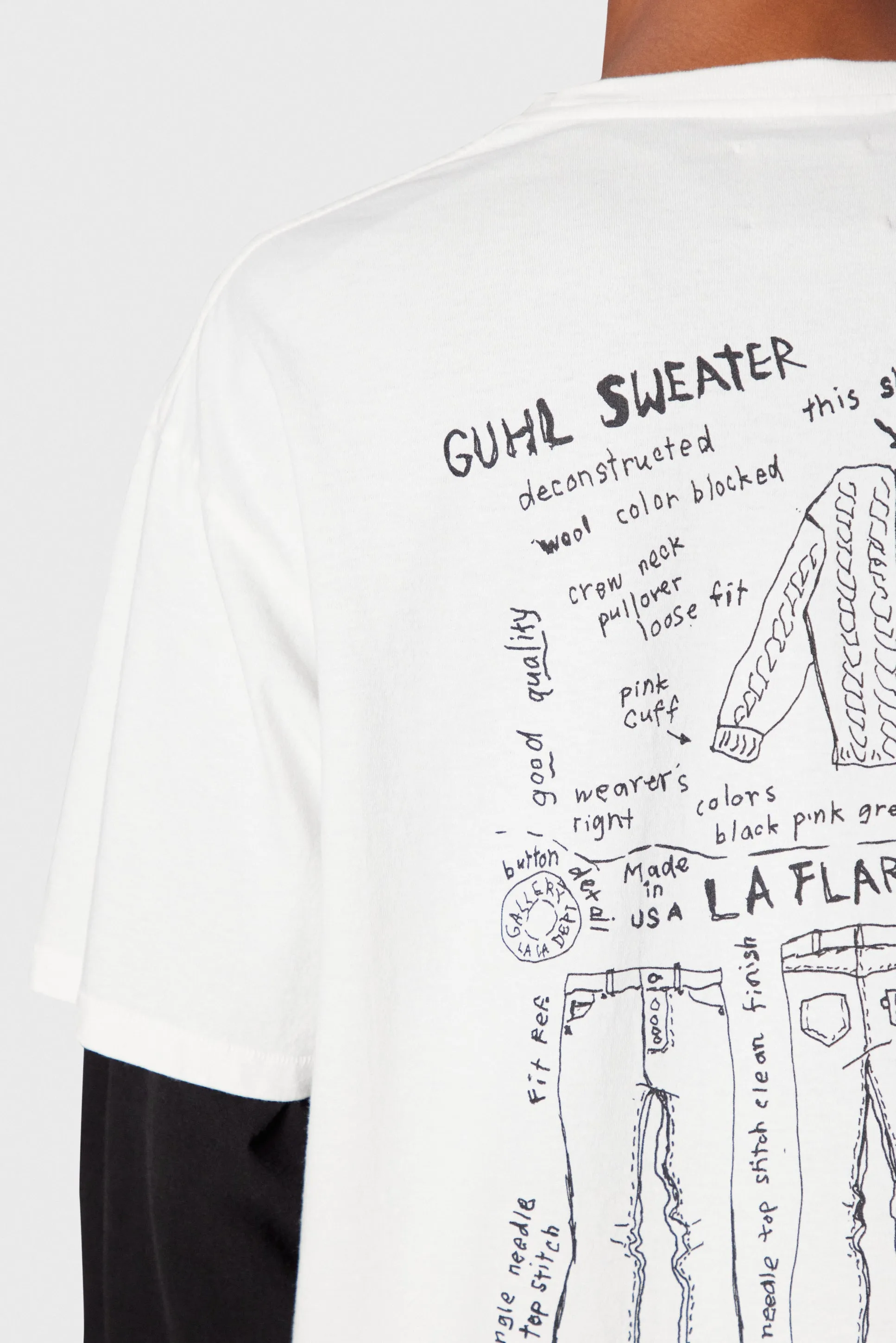 GALLERY DEPT. MOODY TEE/WHITE New in stock graffiti French/design draft printed TEE white S-XL original consistent OE yarn tube weaving seamless fabric authentic level printing restoration authentic consistent accessories